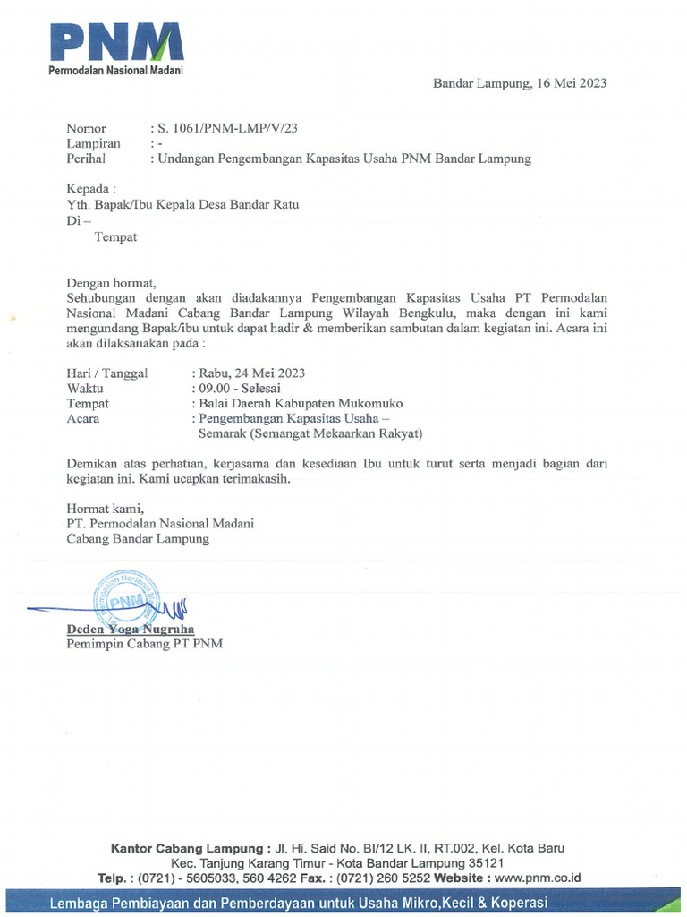 Undangan Kepala Desa Bandar Ratu | PDF