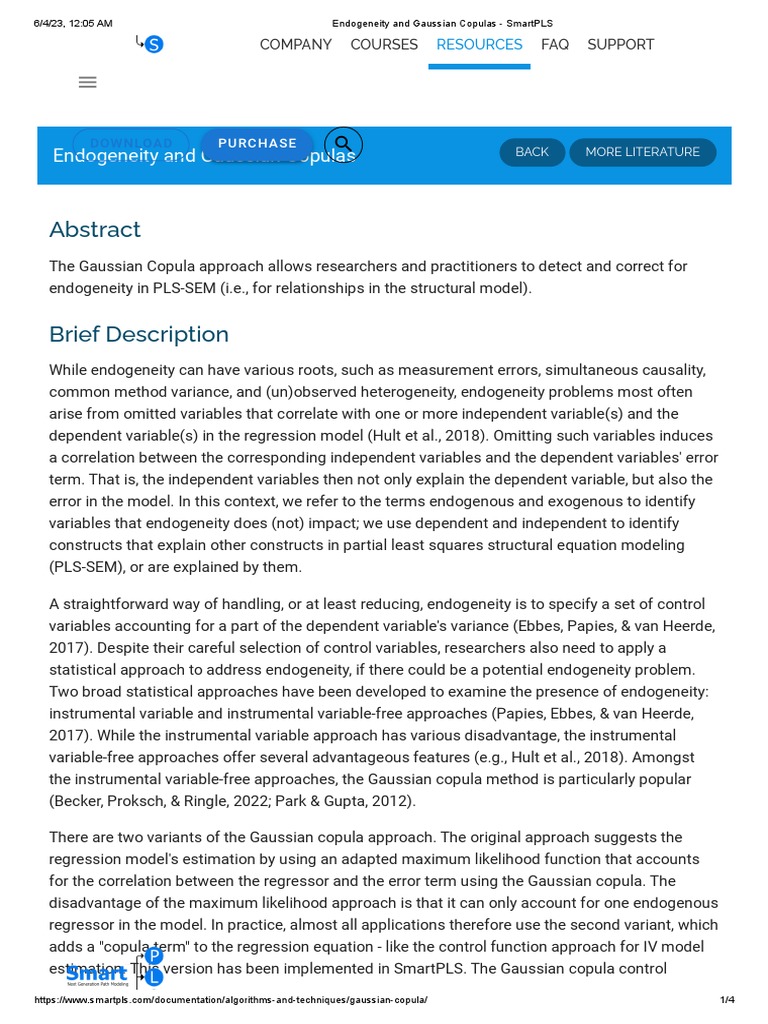 Endogeneity and Gaussian Copulas - SmartPLS | PDF | Endogeneity ...