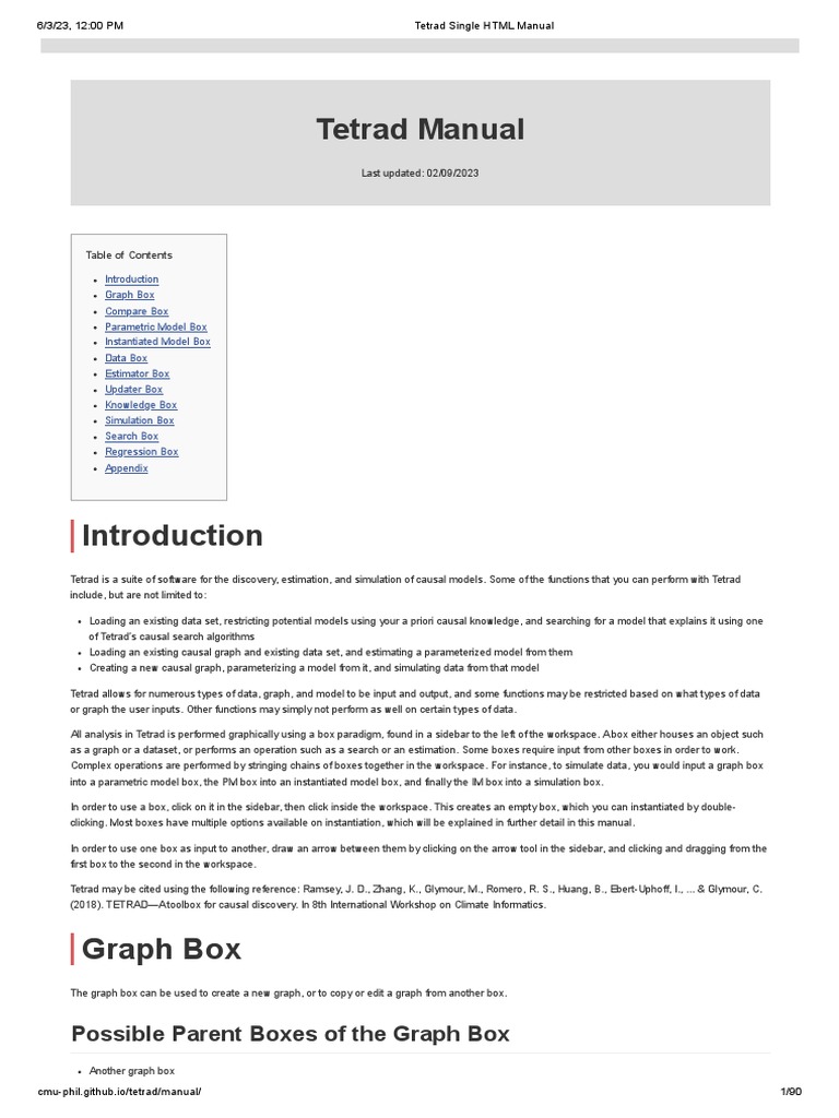 Tetrad Single HTML Manual PDF Structural Equation Modeling Vertex (Graph Theory)