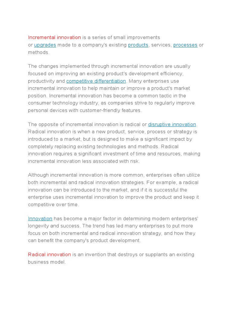 How capitalism creates incremental vs radical innovation