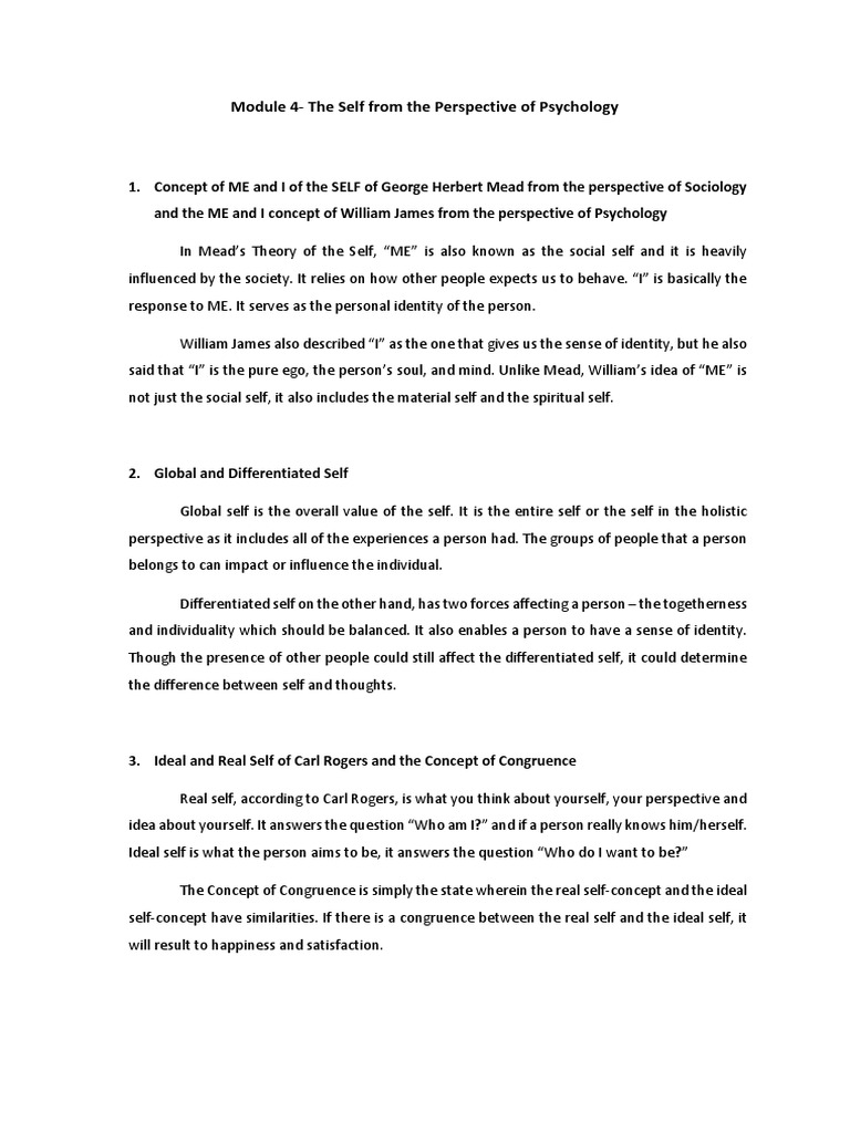 The Self From The Perspective of Psychology | PDF | Self | Identity ...