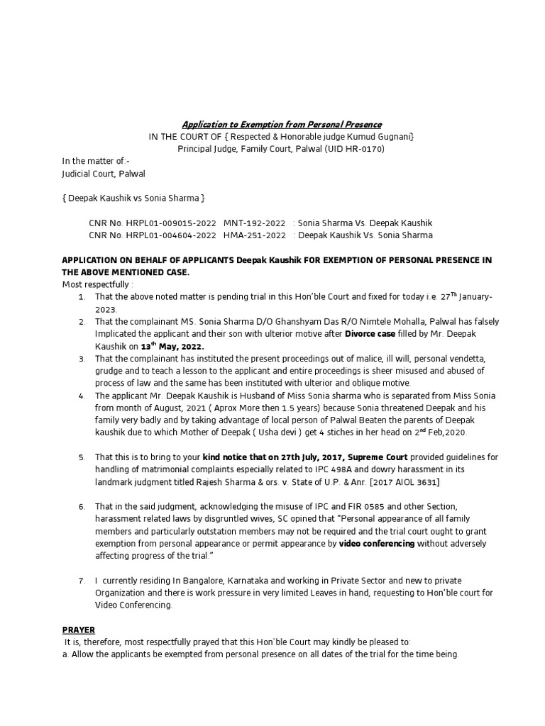 Personal Exemption Application | PDF