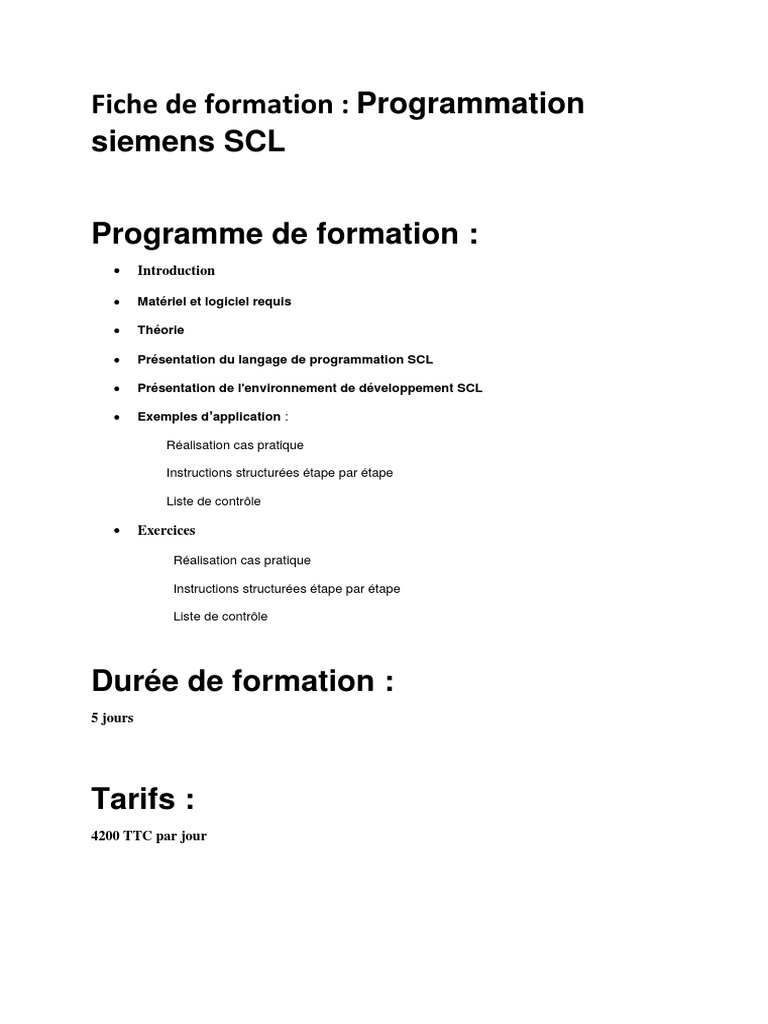 Formation Programmation SCL Siemens | PDF
