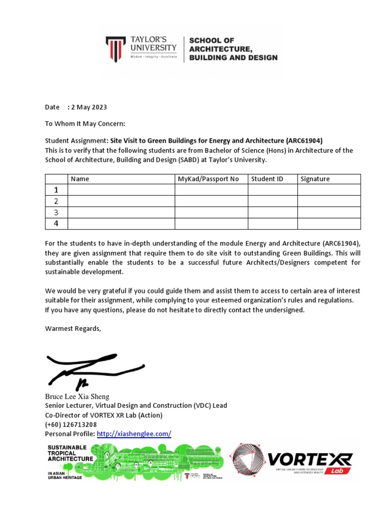 Site Visit Letter E&A PDF