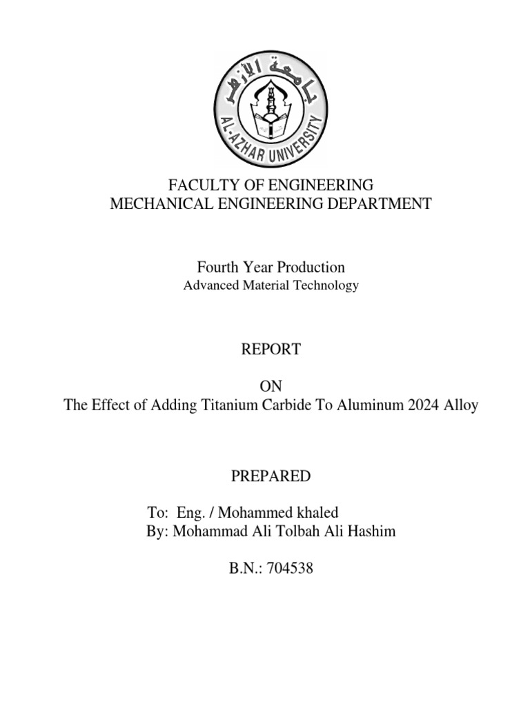 Aluminum 2024 Cast With Tic Powder PDF