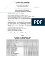 B.A (Economics) Part-I, II, III (Honours and Subsidiary)