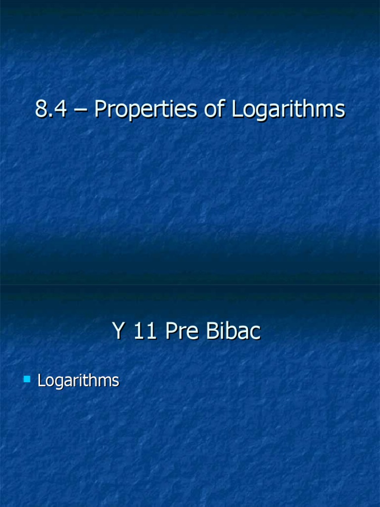 Properties of Logarithms PDF