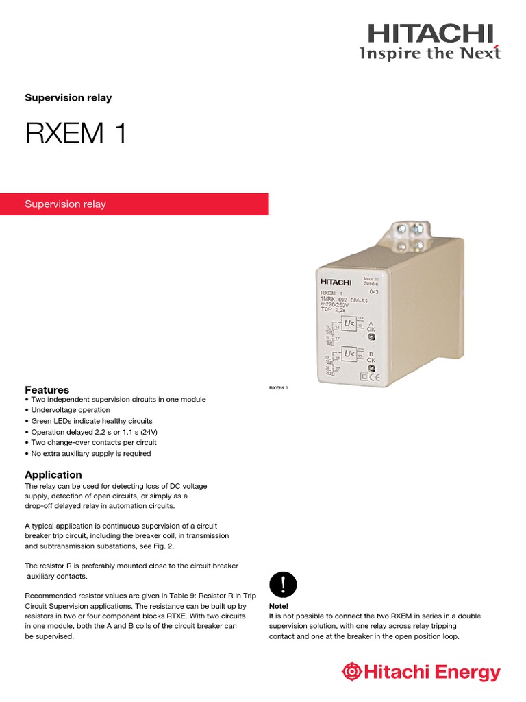 RXEM 1 Trip Circuit Supervision Relay | PDF | Relay | Electrical Network