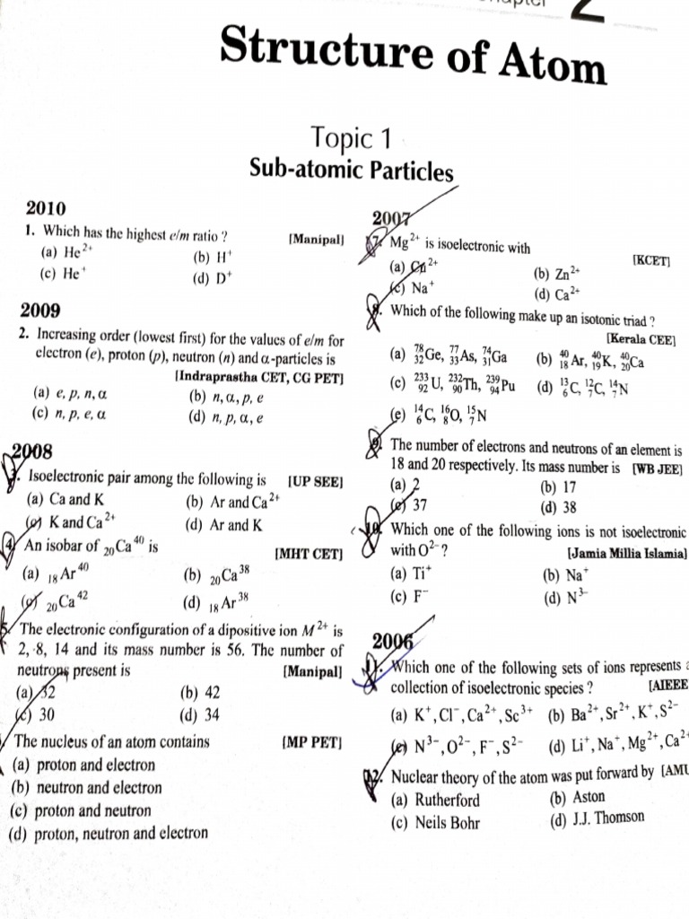 Structure of atom pyqs pdf emission spectrum electromagnetic