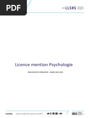 Brochure Licence Psychologie 2022-2023 | PDF | Neuropsychologie |  Psychologie