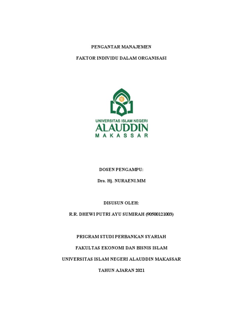 Faktor individu dalam organisasi 3 pdf