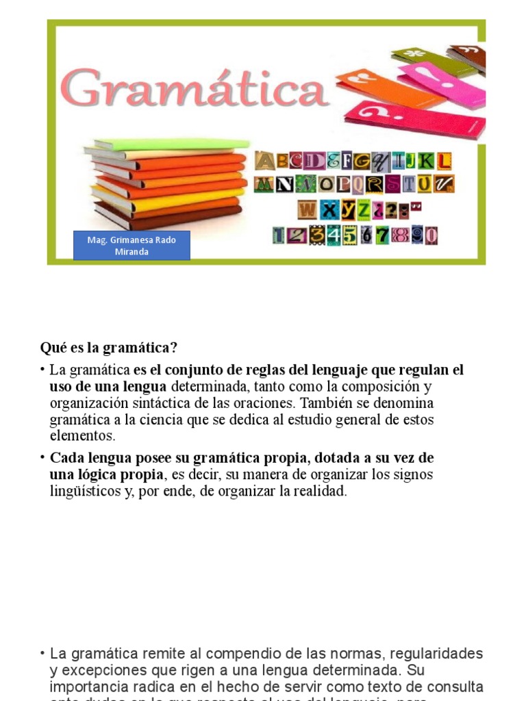 Definición y categorías de gramática | PDF | Artes del Lenguaje y ...