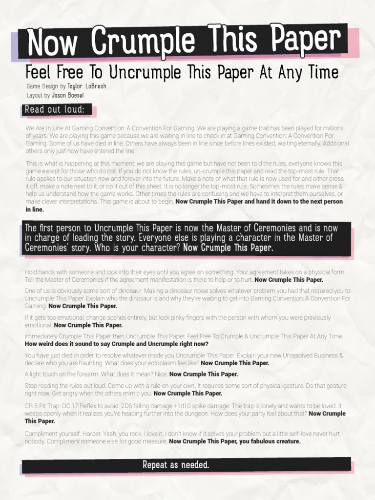 Now Crumple This Paper Feel Free To Uncrumple This Paper At Any Time | PDF