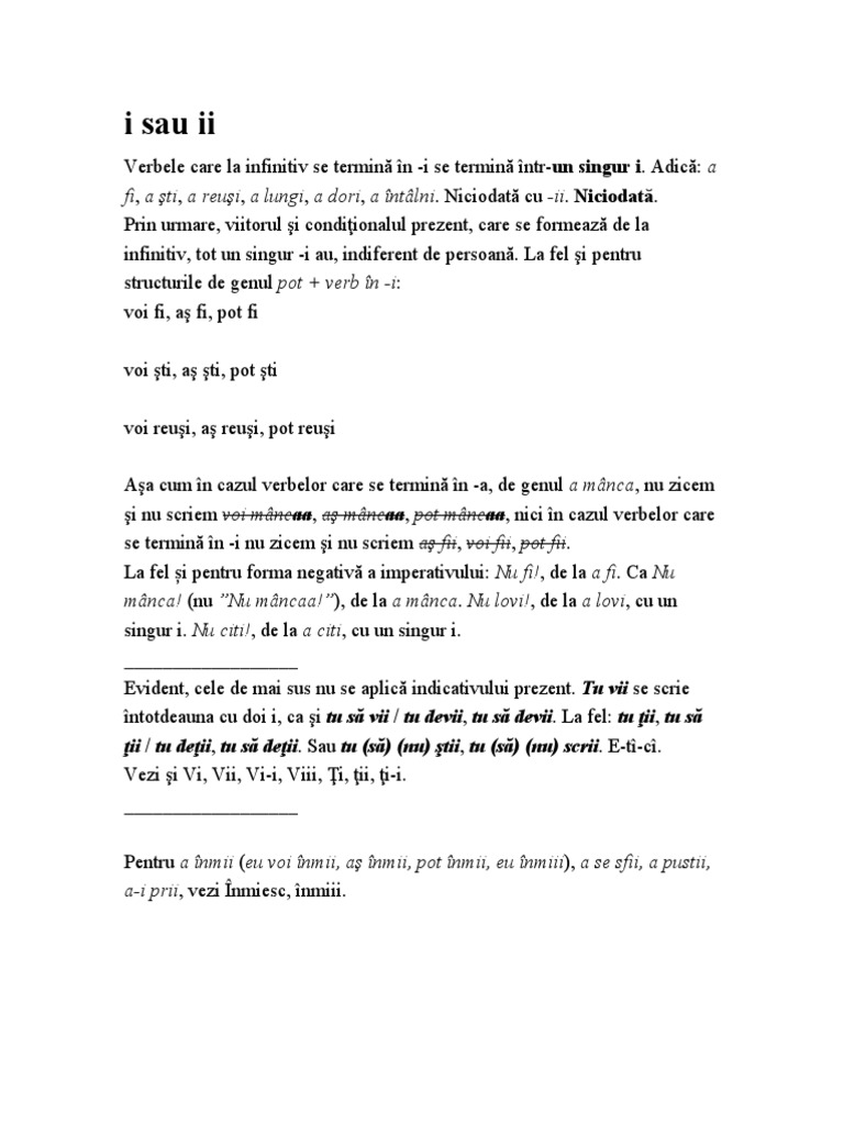 Scrierea Verbelor Cu I | PDF