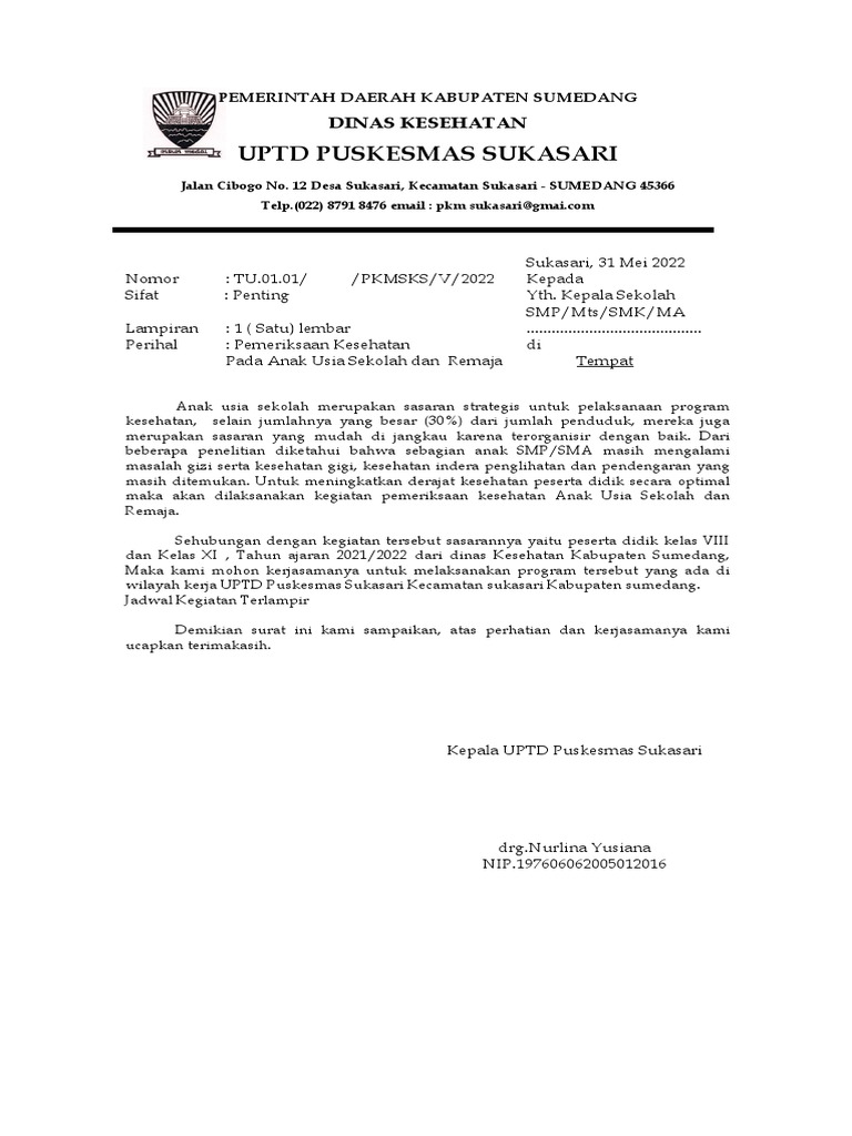 Surat Undangan Ke Sekolah 2022 | PDF