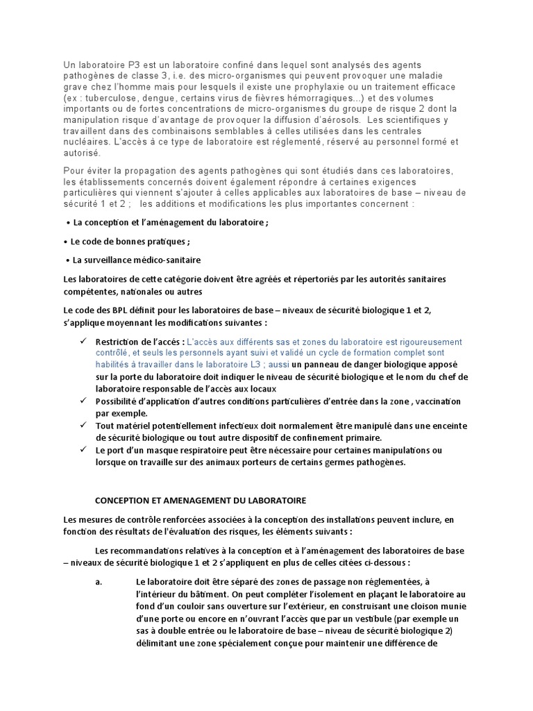 Exigences pour Laboratoires P3 | PDF | Ventilation (Architecture ...