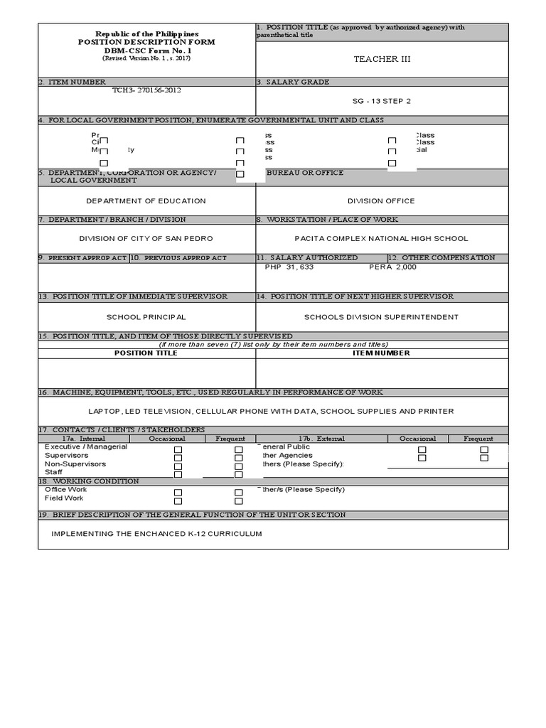 Position Description Forms | PDF