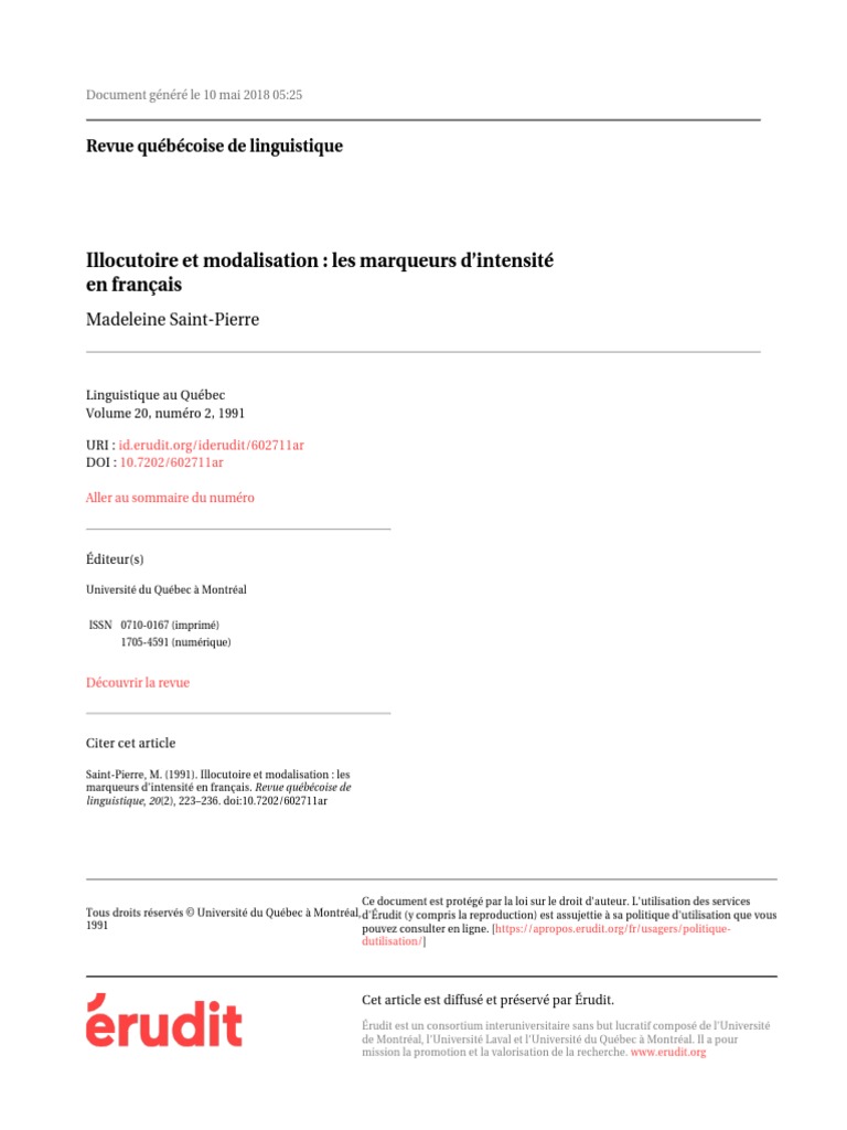 Marques de modalité en français | PDF