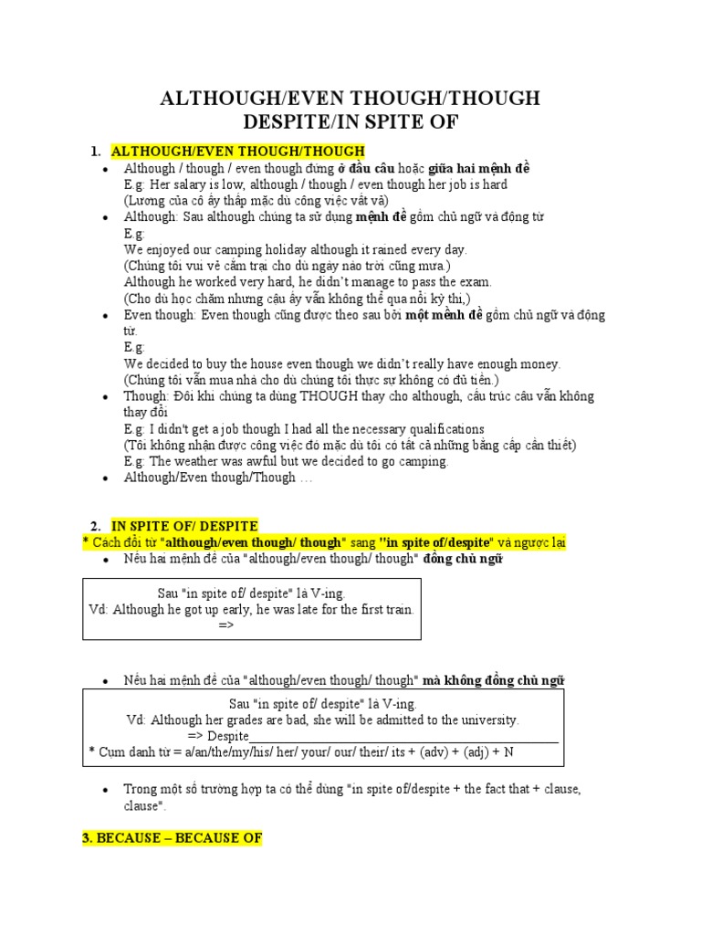 Although, Despite | PDF