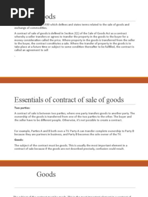 Contract of Sale of Goods