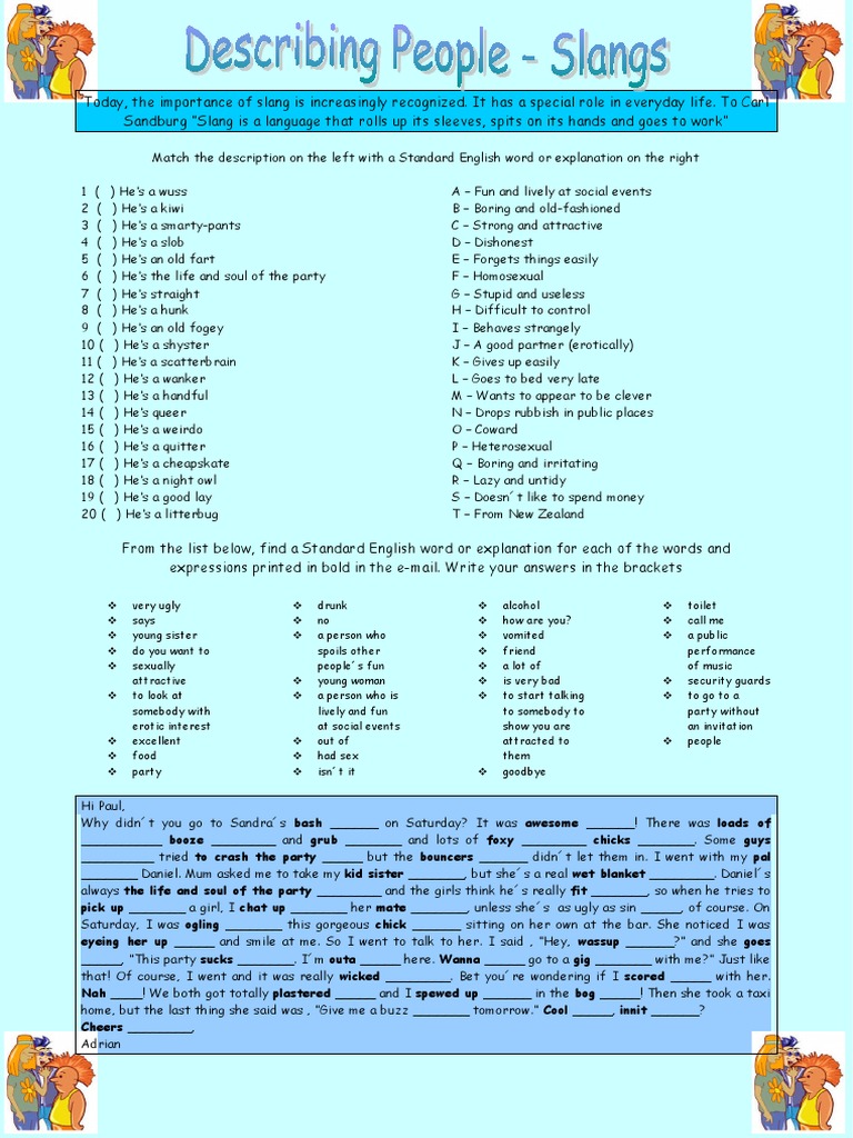 Slangs Used To Describe People Fun Activities Games - 28930 | PDF