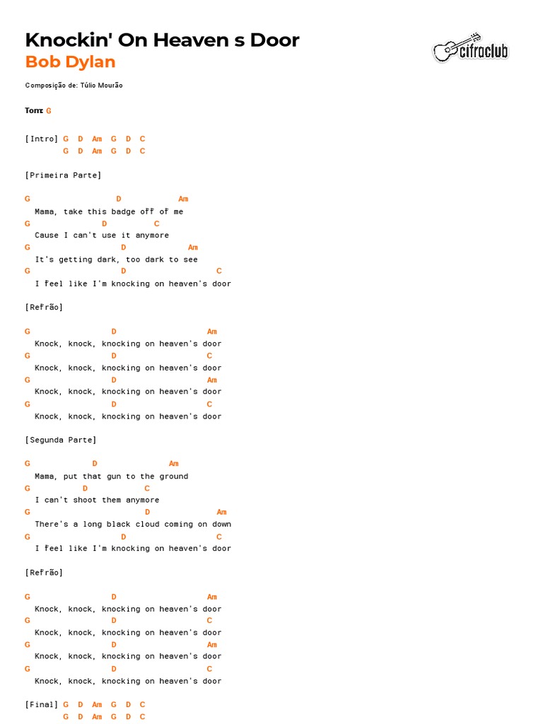 Cifra Club - Bob Dylan - Knockin' On Heaven S Door PDF | PDF