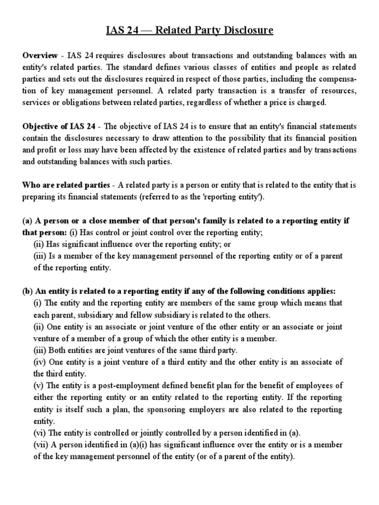 IAS 24 - Related Parties | PDF | Subsidiary | Financial Statement