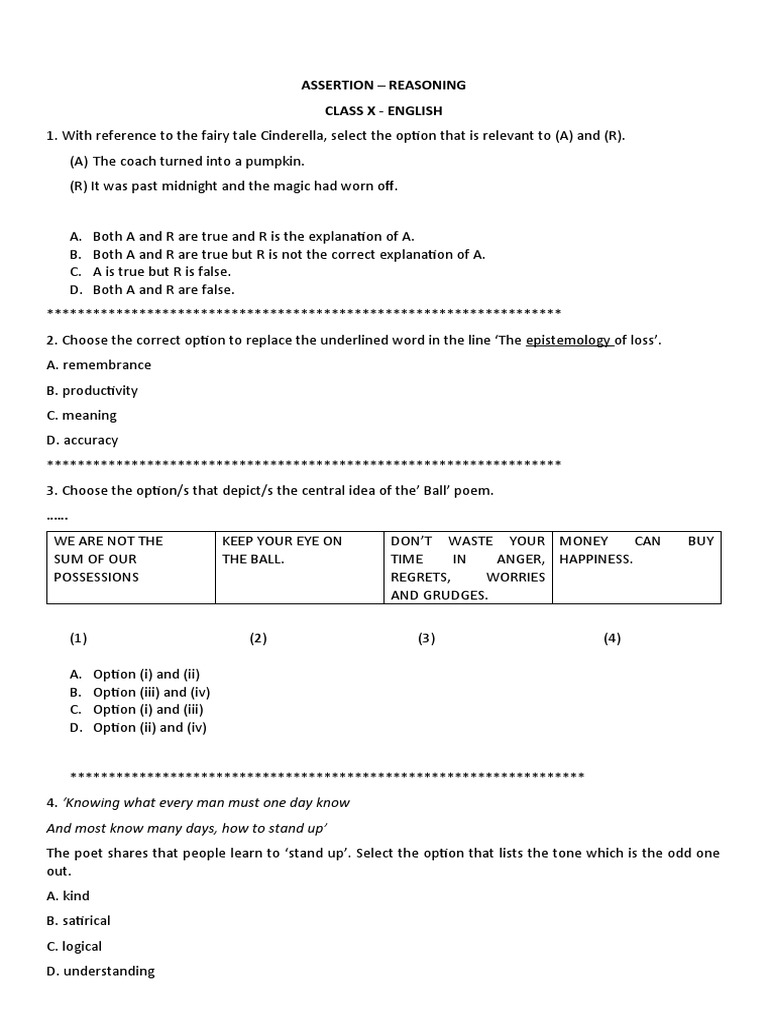 Assertion Reasoning Mcqs | PDF