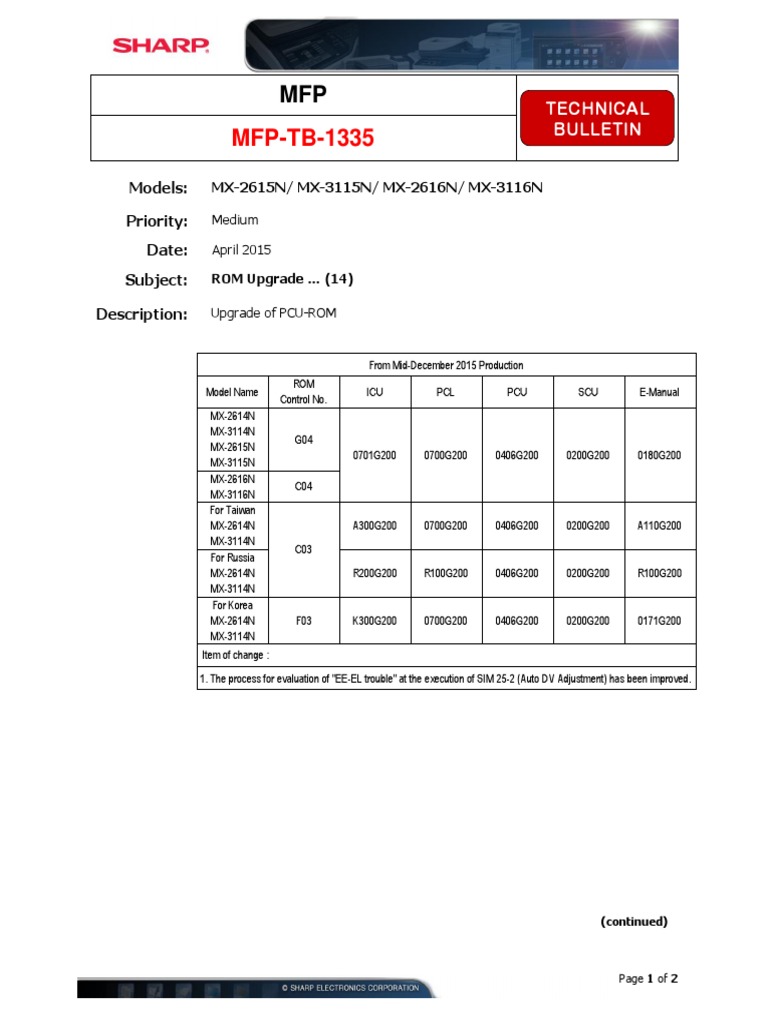 Sharp MFP-TB-1335 | PDF