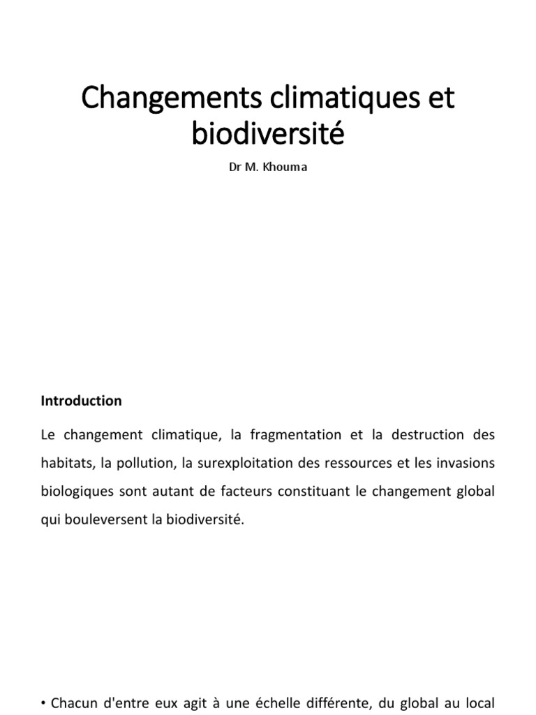 Impact du changement climatique sur la biodiversité | PDF ...