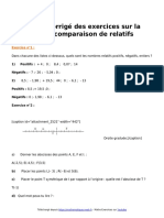 2.corrige Des Exercices Sur La Comparaison de Relatifs