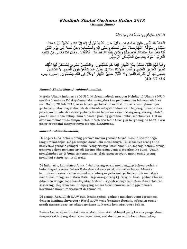 Khutbah Sholat Khusuf | PDF | Agama & Spiritualitas