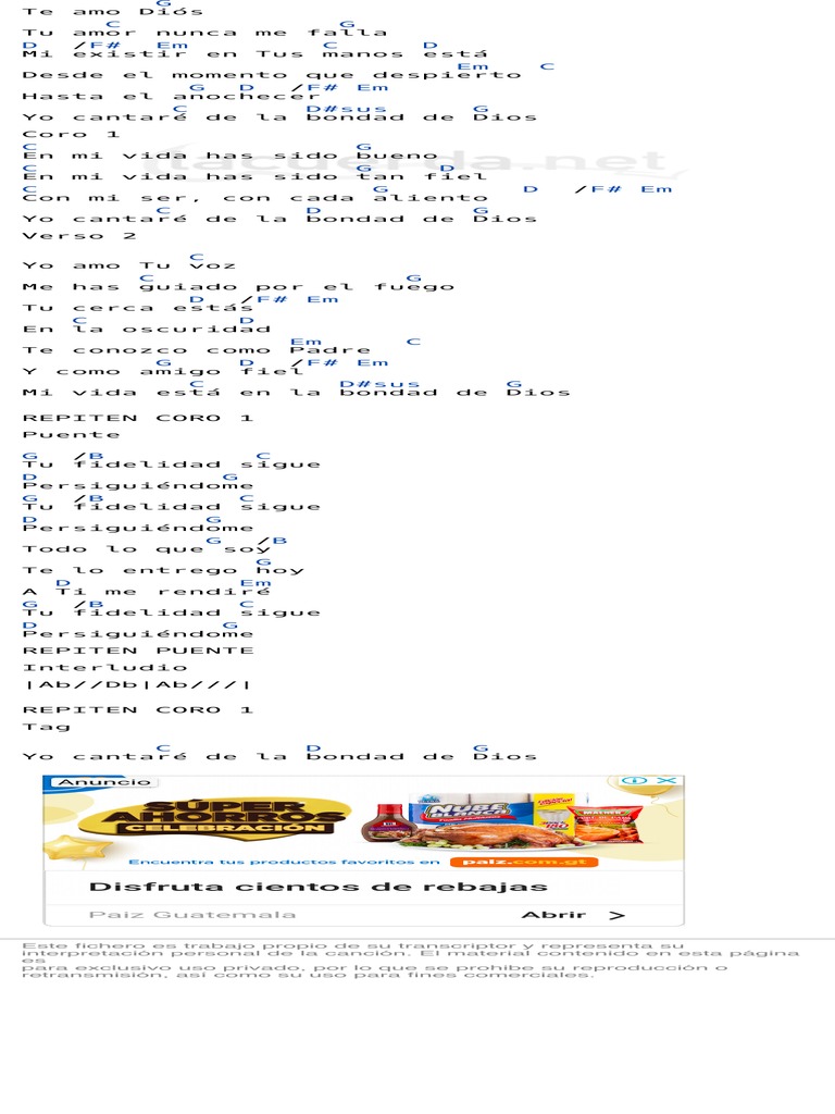 Bondad De Dios Bethel Music Acordes Pdf