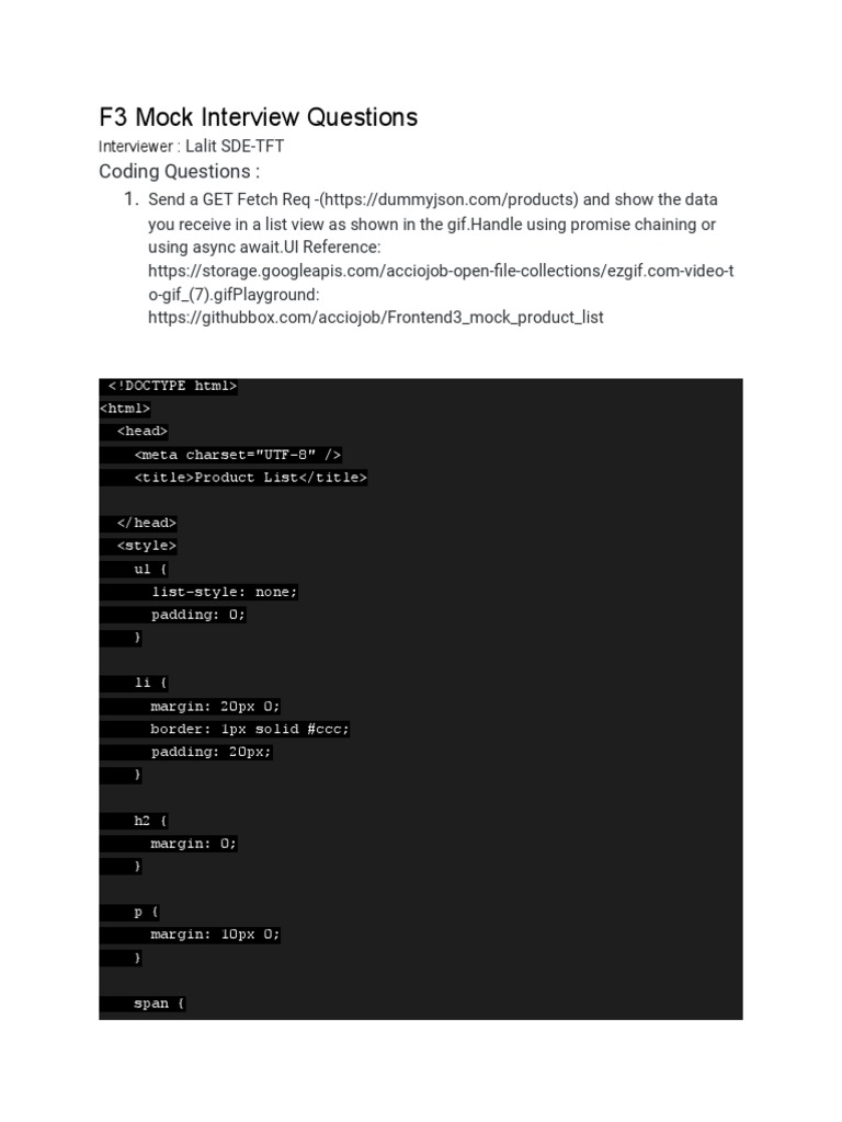 F3 Mock Interview | PDF | Http Cookie | String (Computer Science)