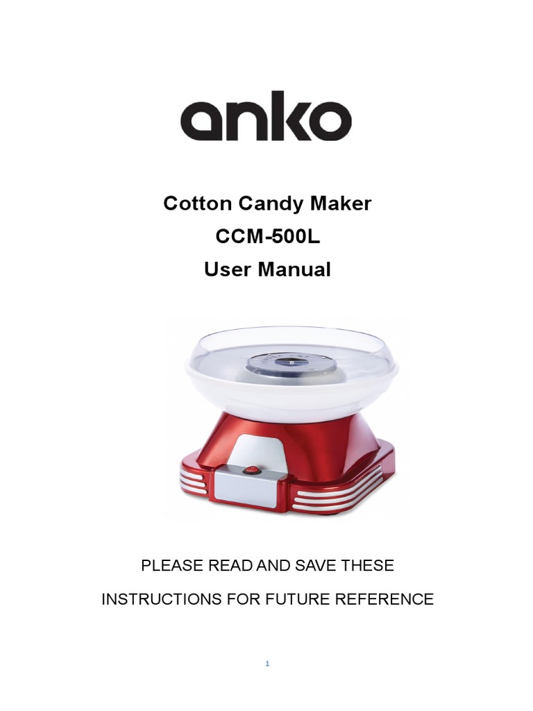 ANKO Candy Floss Maker Notice PDF Ac Power Plugs And Sockets Home