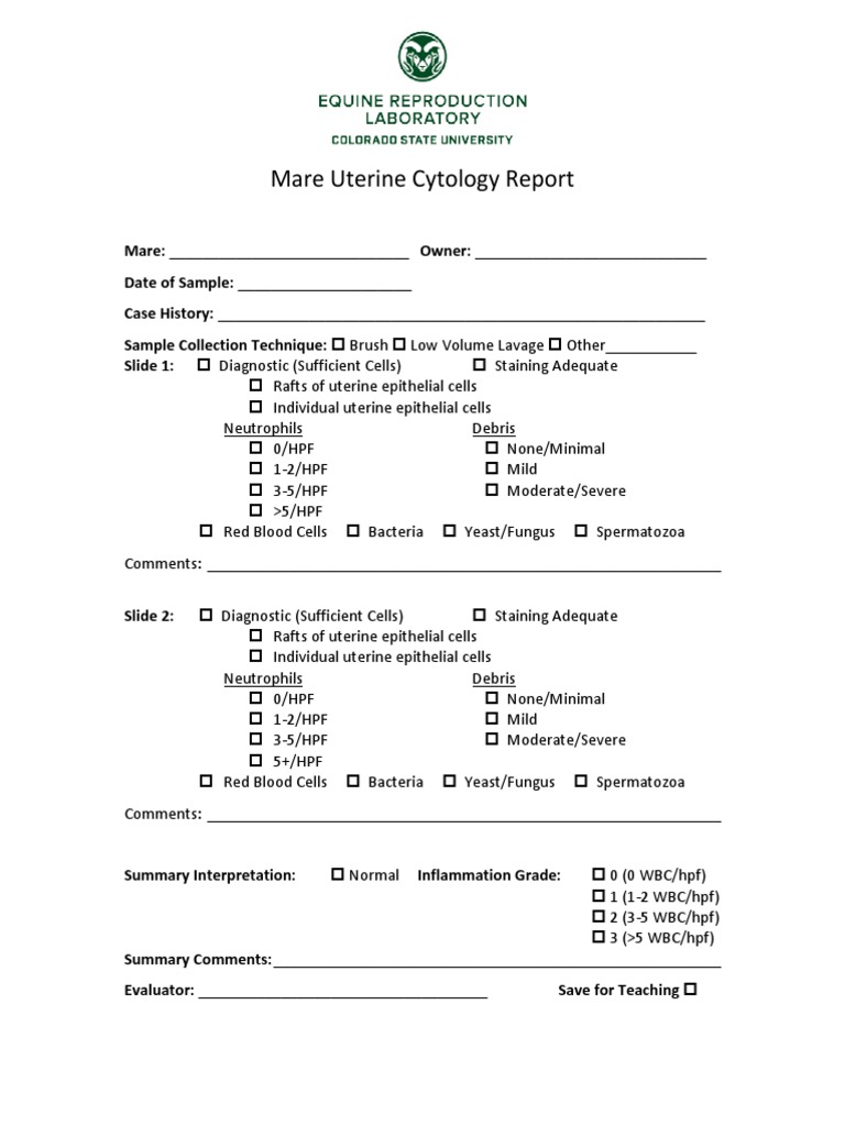 Cytology Report Form CSU PDF