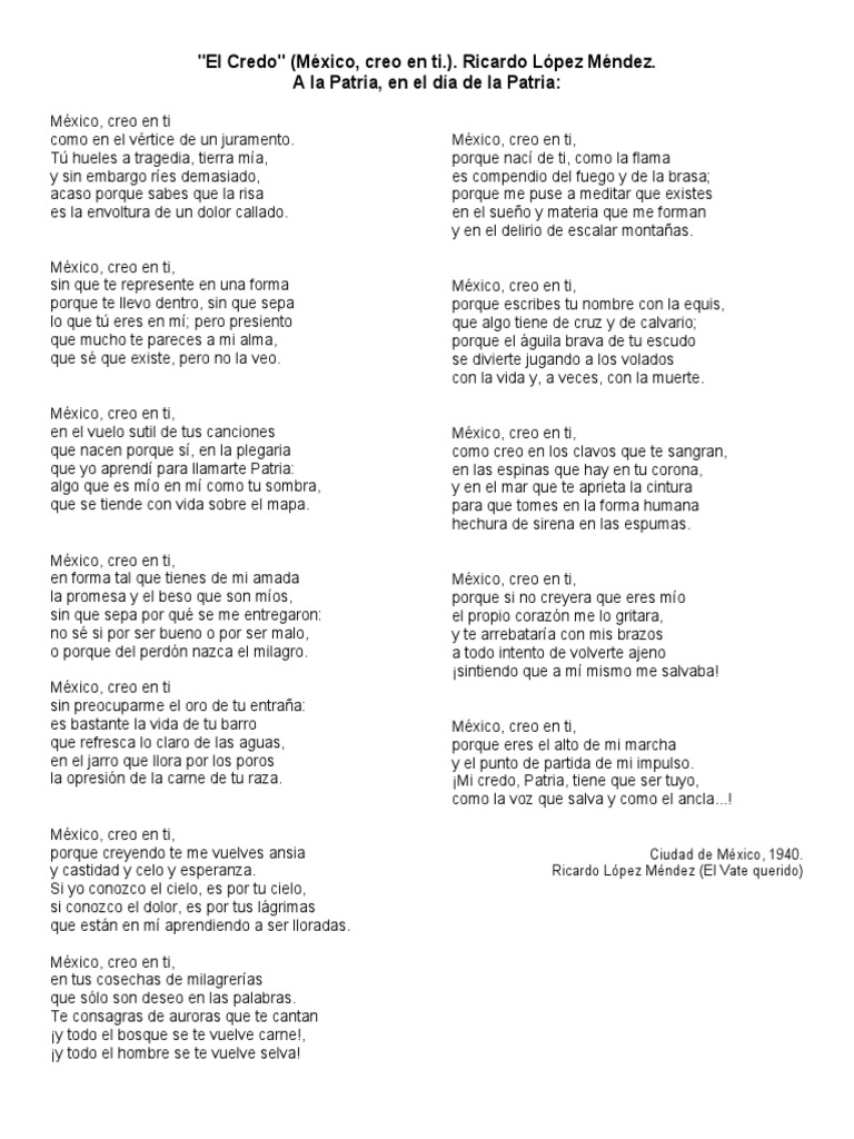 Credo de México: Poema de López Méndez | PDF