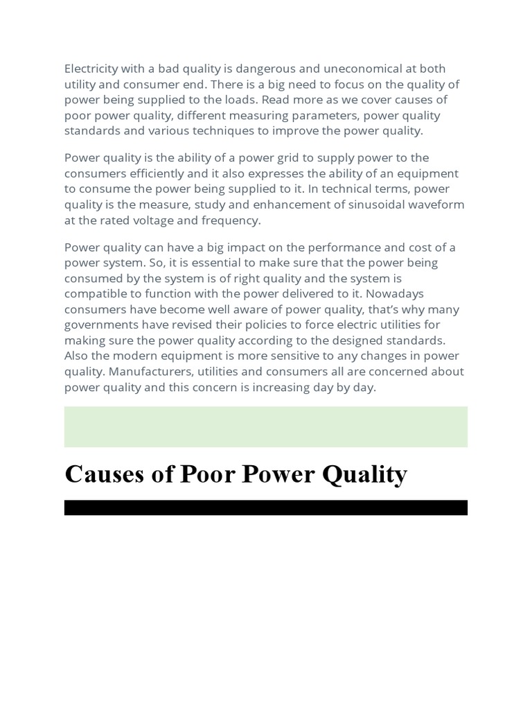 Causes of Poor Power Quality PDF