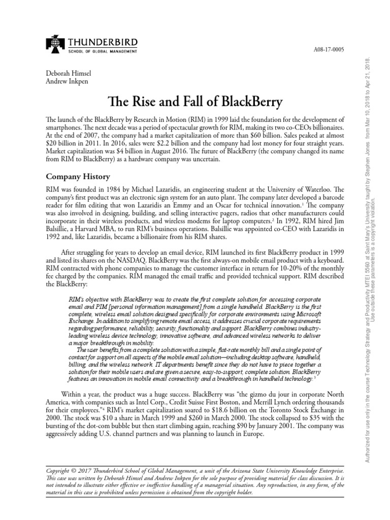 The Rise and Fall of Blackberry | PDF