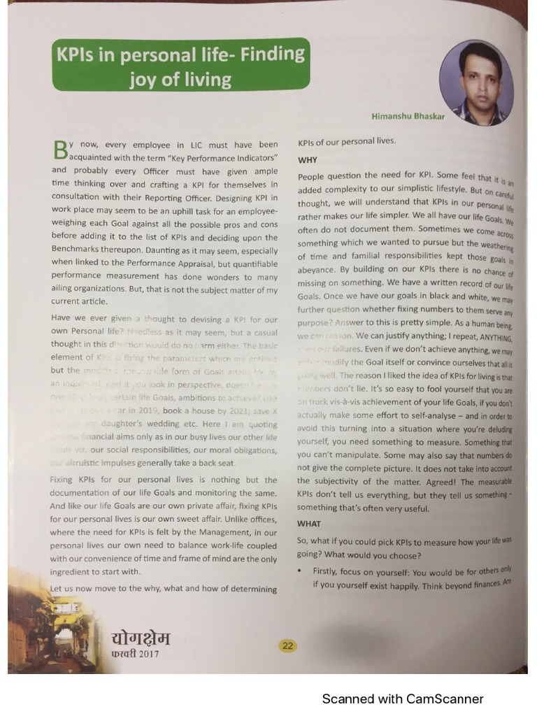 KPIs For Personal Life | PDF