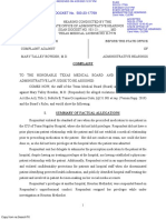 A Copy of The Formal Complaint Filed by The Texas Medical Board Against Dr. Mary Bowden