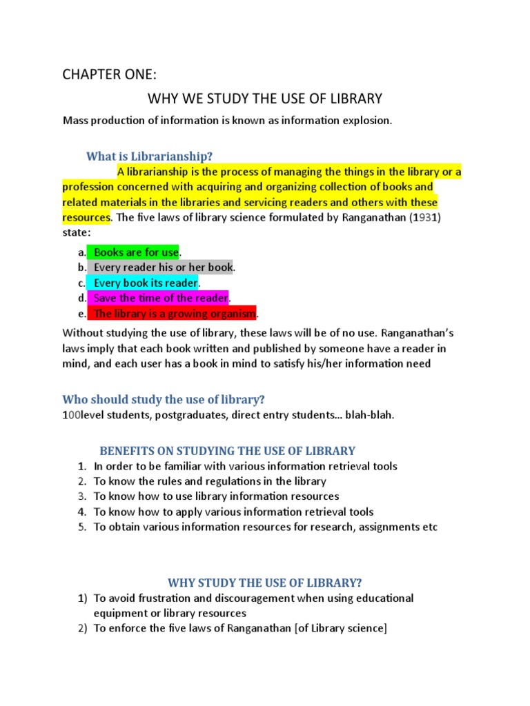 Use of Library Summary PDF Libraries Africa