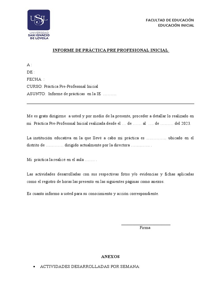 Informe de Práctica Pre-Profesional | PDF