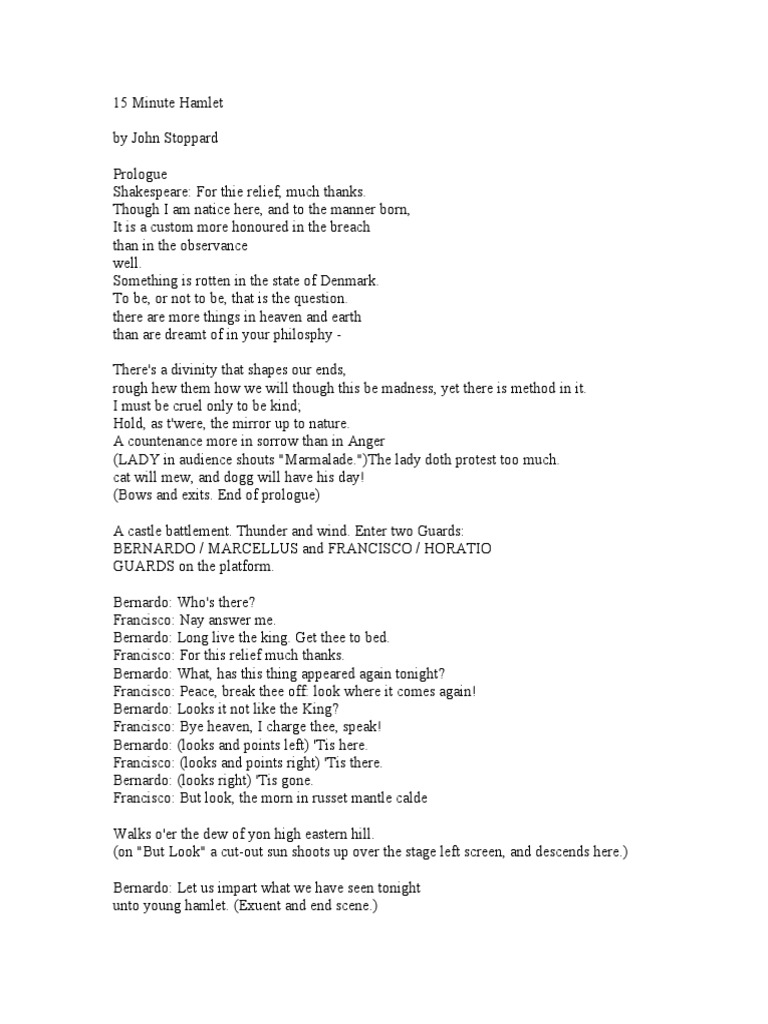 15 Minute Hamlet Pdf Hamlet