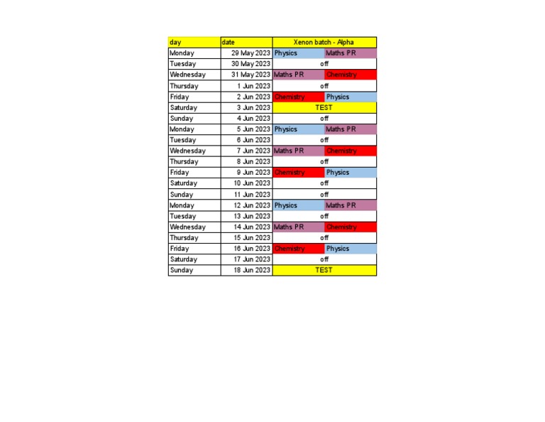 Xenon Batch Schedule: May-June 2023 | PDF