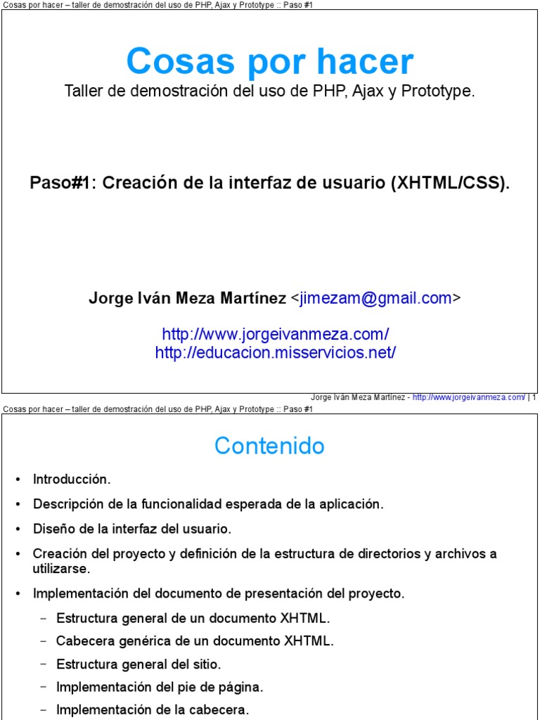 Taller PHP, Ajax y Prototype: Paso 1 | PDF | Hojas de estilo en cascada ...