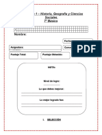 Evaluación 1 - Historia, Geografía y Ciencias Sociales - 7° Básico