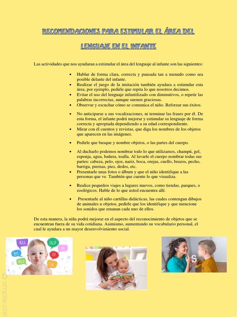 Actividades para Estimular el Lenguaje Infantil | PDF | Artes del ...