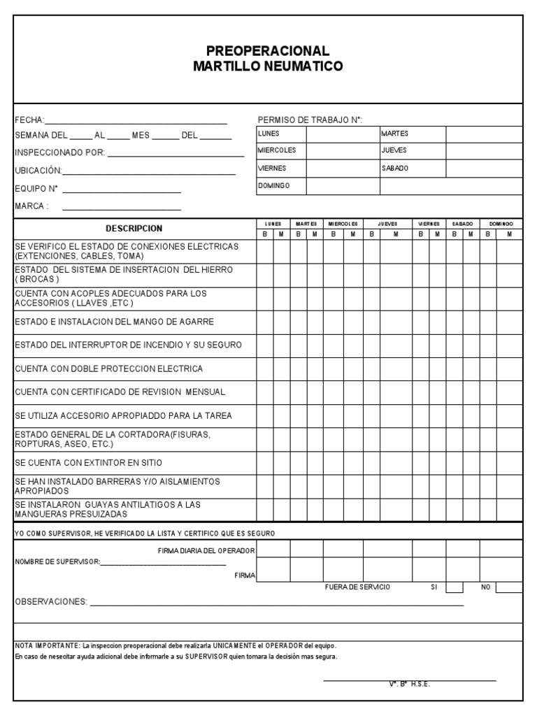 PREOPERACIONAL MARTILLO NEUM TICO PDF Bienes Manufacturados