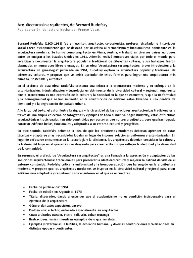 Informe Rudofsky | PDF | Arquitecto